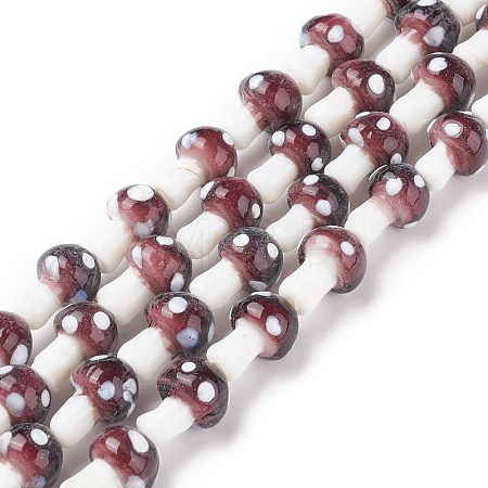 Mushroom Handmade Lampwork Beads Strands LAMP-R116-10-1