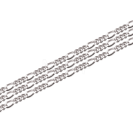 Anti-Tarnish Rhodium Plated 925 Sterling Silver Figaro Chain STER-WH0011-03P-1