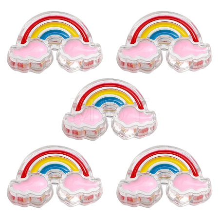 5Pcs Transparent Acrylic Enamel Beads OACR-YW0001-31A-1