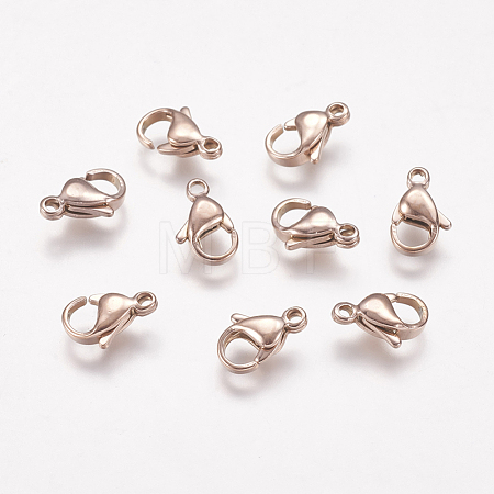 Ion Plating(IP) 304 Stainless Steel Lobster Claw Clasps STAS-P185-11-RG-1