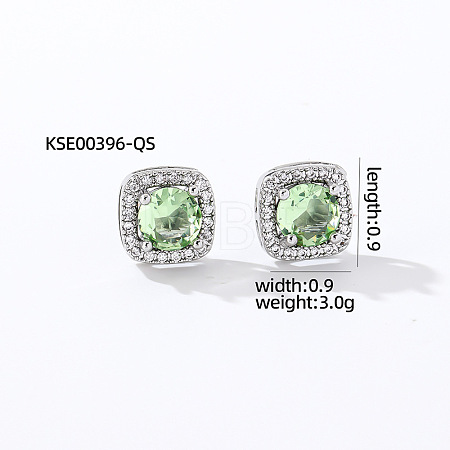 Elegant Zircon Square Stud Earrings for Women TY1635-8-1