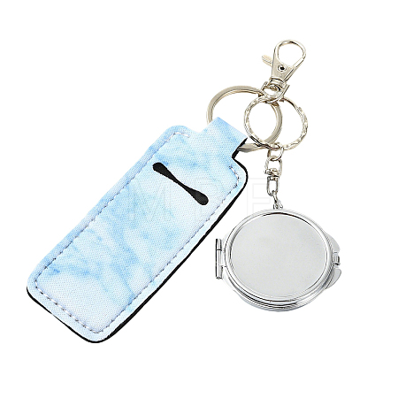 PU Leather & Iron Mirror Keychains HJEW-YW00545-01-1