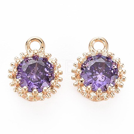 Brass Micro Pave Cubic Zirconia Charms KK-S356-772B-1