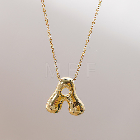 Brass Chunky Initial Pendant Necklaces WG97A63-01-1