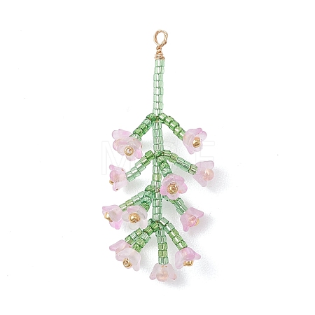 Glass Seed Beaded Flower Big Pendants PALLOY-MZ01184-03-1