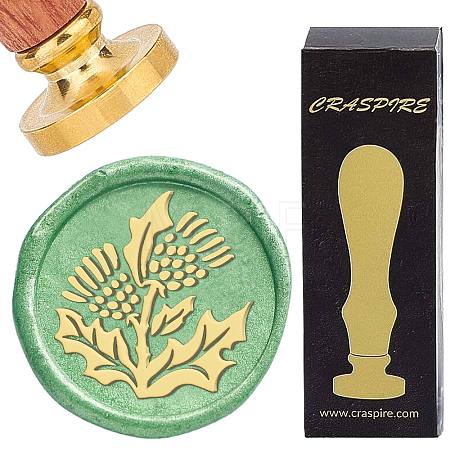 Brass Wax Seal Stamps with Wood Handle AJEW-WH0412-0169-1