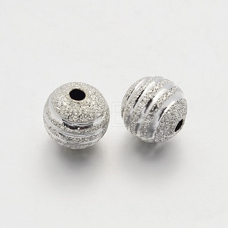 Textured Round Brass Beads KK-N0061-01S-6mm-1