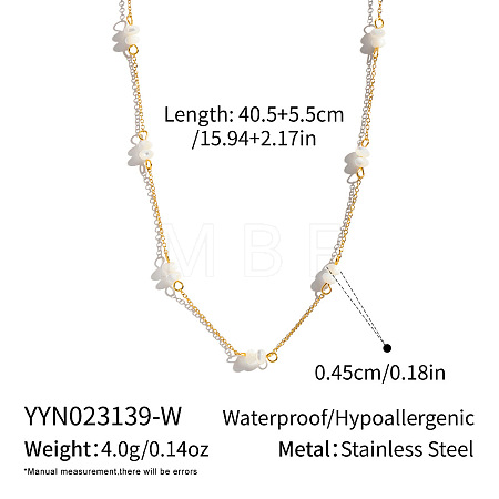 Minimalist Natural Stone Rondelle Beaded with 304 Stainless Steel Link Chain Necklaces JB6802-2-1