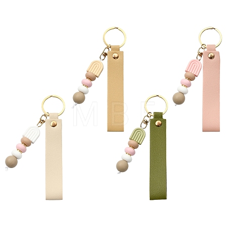 4Pcs 4 Styles Silicone Bead Pendant Decorations HJEW-YW00507-1
