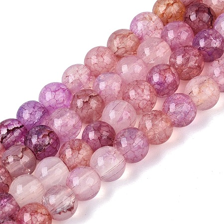 Ombre Effect Dyed Crackle Glass Beads Strands GLAA-Q106-01A-B22-1