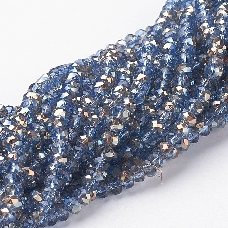 Electroplate Glass Faceted Rondelle Beads Strands EGLA-D020-4x3mm-54-1