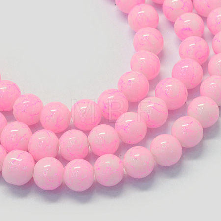Baking Paint Glass Round Bead Strands X-DGLA-Q019-8mm-43-1