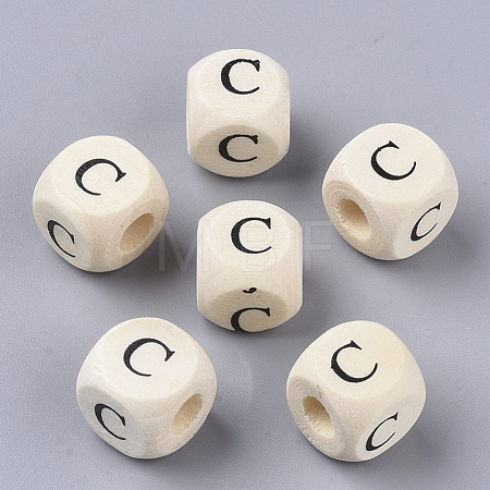 Printed Natural Wood Beads WOOD-T026-001C-1