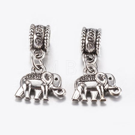 Tibetan Style Alloy European Dangle Charms PALLOY-F199-31AS-1