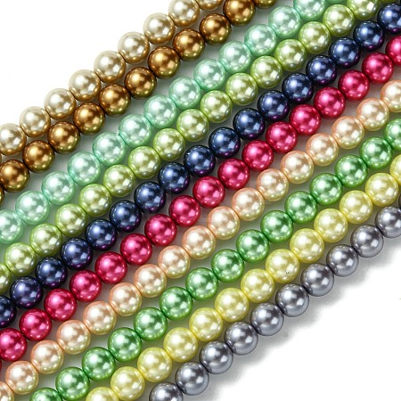 Eco-Friendly  Dyed Glass Pearl Round Bead Strands HY-A002-8mm-M-1