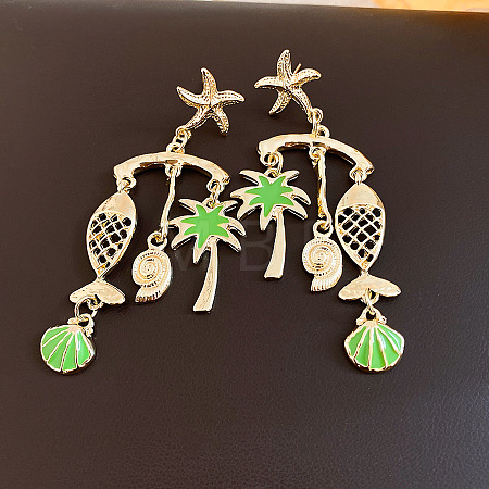 304 Stainless Steel Enamel Chandelier Earrings WG9D029-02-1