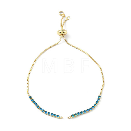 Brass Micro Pave Cubic Zirconia Box Chain Slider Bracelet Makings KK-P233-10G-01-1