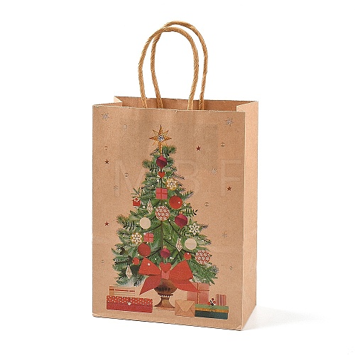 Christmas Theme Printed Kraft Paper Bags with Handles ABAG-M008-08A-1