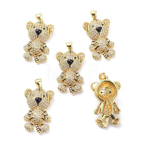 Brass Micro Pave Clear Cubic Zirconia Pendants KK-D004-13G-1