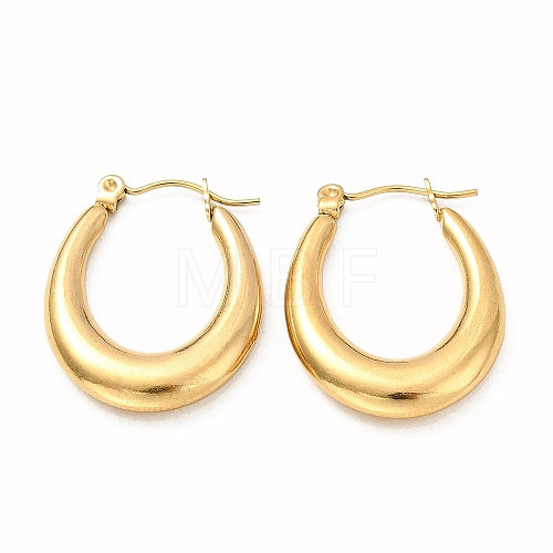 Ion Plating(IP) 304 Stainless Steel Chunky Oval Hoop Earrings for Women X-EJEW-F283-08G-1