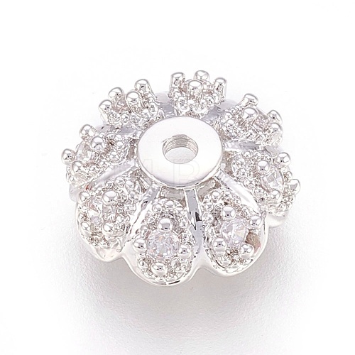 Multi-Petal Brass Micro Pave Cubic Zirconia Bead Caps ZIRC-F088-038P-1