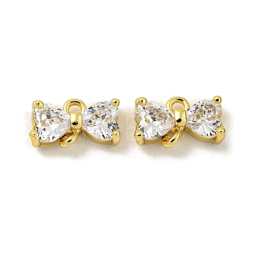 Brass Clear Cubic Zirconia Connector Charms KK-G490-10G-1