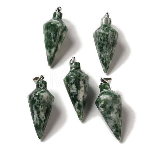 Natural Green Spot Jasper Pendants G-Z055-02P-08-1