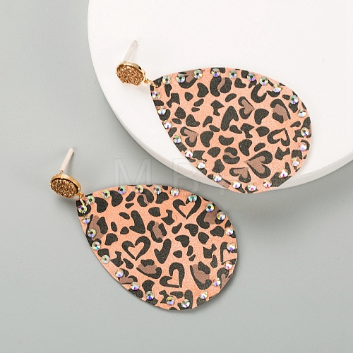 PU Leather Stud Earring PW-WGE9C8B-02-1