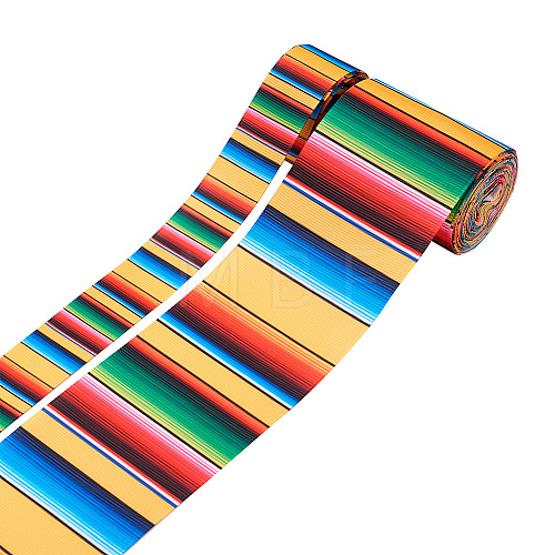 2Rolls 2 Styles Stripe Pattern Printed Polyester Grosgrain Ribbon OCOR-TA0001-37F-1