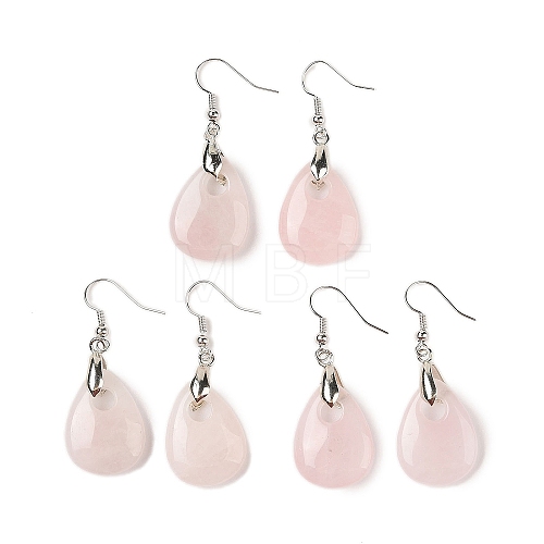 Natutal Rose Quartz Dangle Earrings EJEW-F343-A07-1