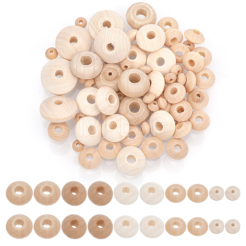 150Pcs 5 Styles Wood Beads WOOD-CA0001-75-1
