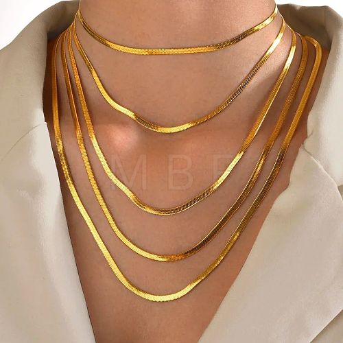 Titanium Steel Snake Chain Necklaces for Women WG80FEF-01-1