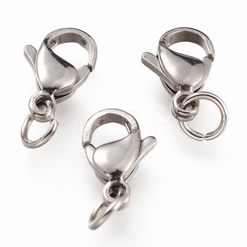 304 Stainless Steel Lobster Claw Clasps X-STAS-G240-01C-P-1