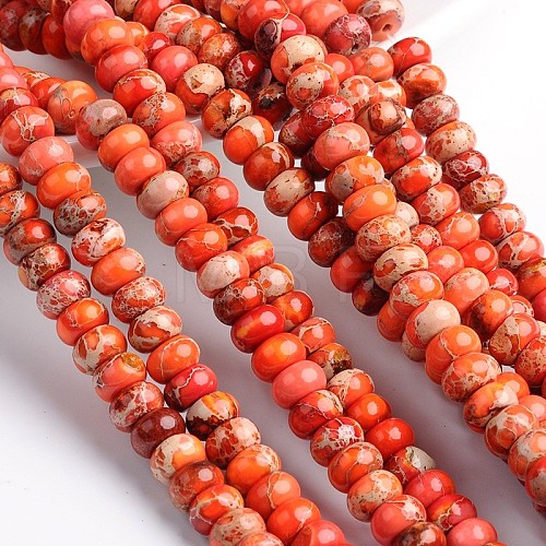 Dyed Natural Imperial Jasper Rondelle Beads Strands G-M275-02-4mm-1