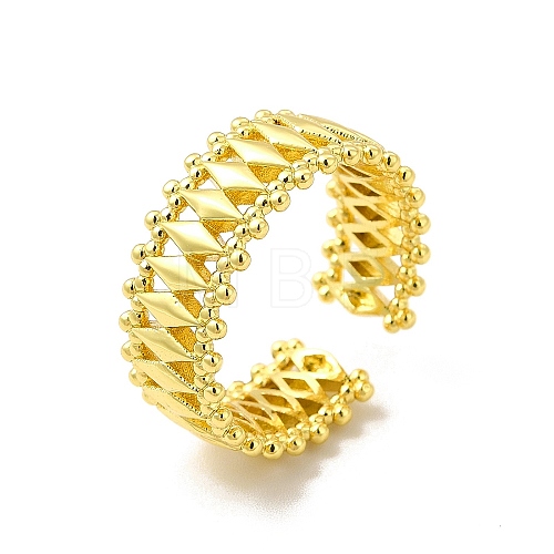 Rack Plating Brass Hollow Rhombus Cuff Rings for Men Women RJEW-C050-13G-1