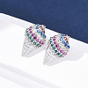 Brass Micro Pave Cubic Zirconia Stud Earrings EJEW-Q015-16P-3