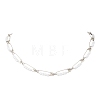 Round Acrylic Imitation Pearl Beaded Iron Safety Pin Link Chain Necklaces NJEW-JN05671-2