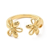 Rack Plating Brass Flower Open Cuff Rings for Women RJEW-M148-07G-1