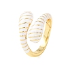 Brass Enamel Cuff Open Rings for Women RJEW-A098-01G-03-4