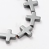 Electroplate Gorgeous Cross Non-magnetic Synthetic Hematite Beads Strands G-L268-11-1