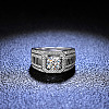 Rhodium Plated 925 Sterling Silver Micro Pave Cubic Zirconia Finger Rings WGBE16F-19-2