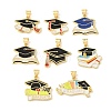 Graduation Season Brass Enamel Pendants KK-CBAF2EC-03G-A-1