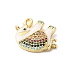 Rack Plating Brass Pave Cubic Zirconia Enamel Connector Charms X-KK-O142-16G-3