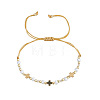 Plastic Imitation Pearl Braided Bracelets CF9382-2-1
