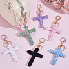 6Pcs 6 Colors Cotton Woven Cross Keychains KEYC-HY0001-42-4