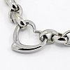 Tarnish Resistant Fashionable 304 Stainless Steel Heart Link Bracelets X-BJEW-G423-10-2
