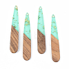 Transparent Resin & Walnut Wood Pendants X-RESI-S389-039A-B02-1