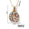 Brass Pave Colorful Cubic Zirconia Letter Pendant Box Chain Necklaces NU0575-17-1