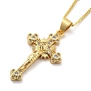 Crucifixion Cross Brass Micro Pave Cubic Zirconia Pendant Necklaces NJEW-S385-02G-2