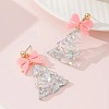 Transparent Acrylic Bowknot Christmas Tree Stud Dangle Earrings with Sequins FS-WGF0814-02-1